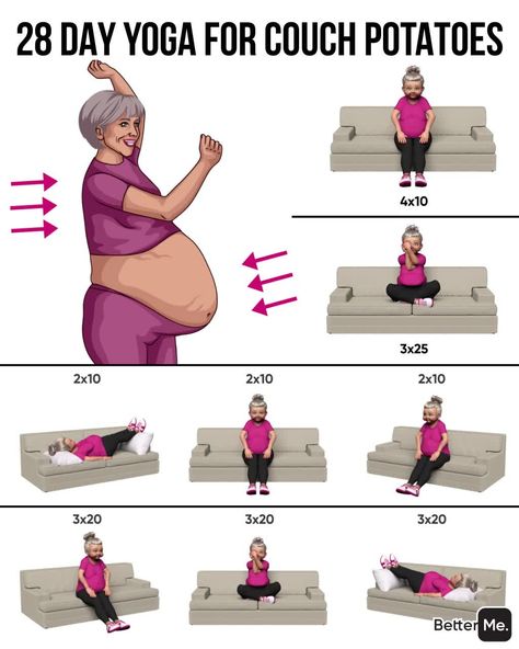 Couch Exercises For Seniors, Couch Workout Exercises, Betterme Workout, Sofa Yoga For Seniors, Couch Exercises, Couch Yoga, Sofa Yoga, Chair Fitness, Ozempic Diet