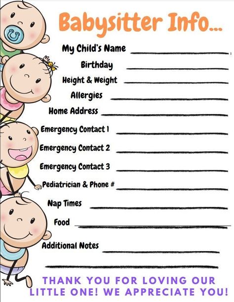 Printable pdf for basic information to leave at our house or take along to your babysitter. Baby Sitting Flyers, Babysitting Outfit Summer, Babysitting Rules, How To Start A Babysitting Business, Babysitting Advice, Babysitting Coupons, Babysitter Tips, Babysitting 101, Babysitter Resume