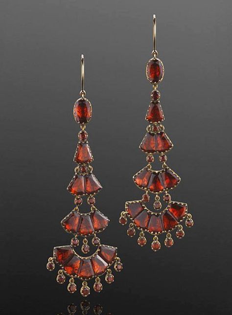 New York Las Vegas, Regency Jewelry, Red Chandelier, Fred Leighton, Bijoux Art Nouveau, Georgian Jewelry, Georgian Era, Hessonite Garnet, Red Jewelry