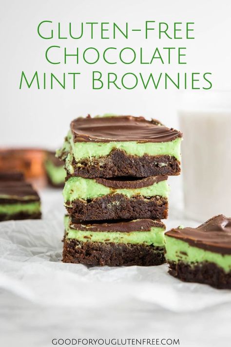 Mint Brownies Recipe, Gf Treats, Chocolate Mint Brownies, Fudgy Cake, Mint Desserts, Gf Food, Mint Brownies, Sans Gluten Sans Lactose, Free Friends