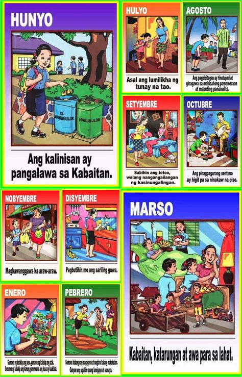 Monthly Motto - Deped Tambayan Deped Monthly Celebration, Motto Of The Month, Monthly Motto, Classroom Bulletin Boards High School, Bulletin Boards High School, Motto Ideas, Manners Chart, Month Chart, Classroom Awards Certificates