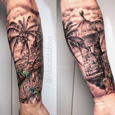 Puerto Rico Tattoo, Taino Tattoos, Palm Tree Tattoo, Jesus Tattoo, Leg Tattoos Women, R Tattoo, Tattoo Style Drawings, Sleeve Tattoos For Women, Forearm Tattoo Men