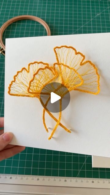 Meredith Dale trading as Meredith Woolnough on Instagram: "A couple of mini Ginkgo Leaf arrangements. Been stitching these little leaves for over a decade now. Wowsers.   #ginkgo #embroideryart #meredithwoolnough" Leaf Arrangements, Meredith Woolnough, Embroidery 3d, 3d Embroidery, Ginkgo Leaf, June 19, Embroidery Ideas, Polymer Clay Jewelry, Embroidery Art