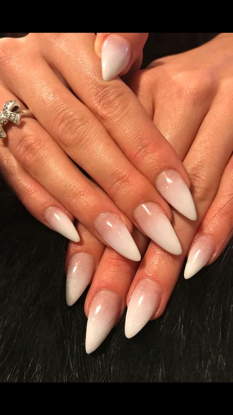 Ombré nails Brown To White Ombre Nails, White Ombre Nails Almond, Magic Language, Ombre Nails Almond, White Ombre Nails, Nail Magic, Ombré Nails, White Ombre, Nails Almond