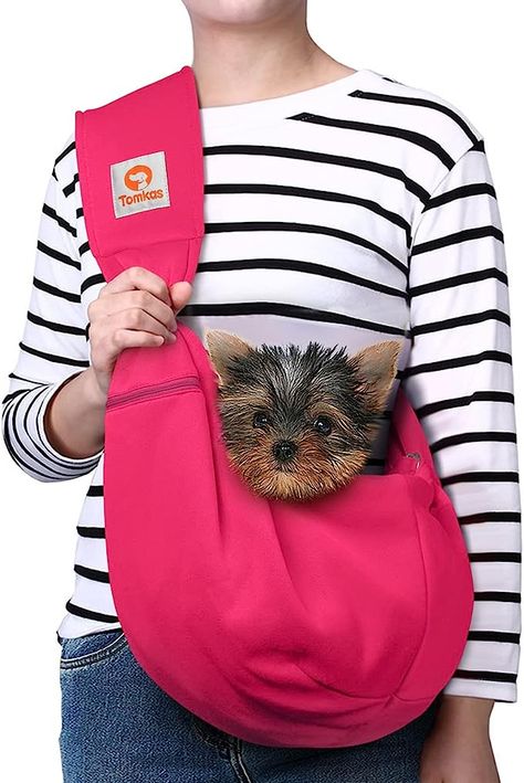 Amazon.com : TOMKAS Dog Sling Carrier for Small Dogs Puppy Carrier for Small Dogs (Rose red, adjustable strap for 3 - 10 lbs & Zipper Pocket) : Pet Supplies Small Dog Carrier, Dog Carrier Sling, Puppy Carrier, Pet Sling, Dog Sling, Sling Carrier, Pet Supplies & Accessories, Pocket Pet, Puppy Supplies