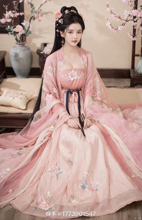 Chinese Traditional Dress Princesses, Hanfu Pink, Wedding Hanfu, Japan Princess, Chinese Gown, Chinese Princess Dress, Japanese Princess, Traditional Asian Dress, Egypt Fashion