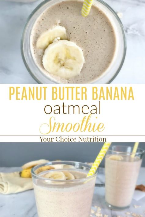 Peanut Butter Banana Oatmeal, Banana Oat Smoothie, Banana Oatmeal Smoothie, Health Shakes, Quick Breakfasts, Oatmeal Smoothie, Super Smoothies, Protein Smoothies, Oat Smoothie