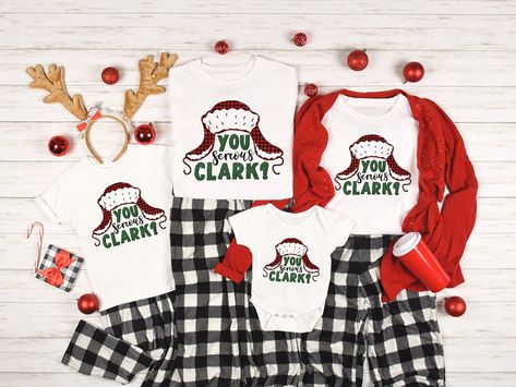 Christmas Shirts Family, Christmas Long Sleeve Shirts, You Serious Clark, Funny Matching, Buffalo Plaid Shirt, Matching Christmas Shirts, Christmas Party Shirts, Christmas Pjs, Merry Christmas Shirts