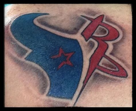 Houston Rockets Tattoo, Astros Tattoo, Rocket Tattoo Design, Houston Texans Cake, Texans Cake, Houston Tattoos, Rocket Tattoo, Strong Tattoos, Texans Logo