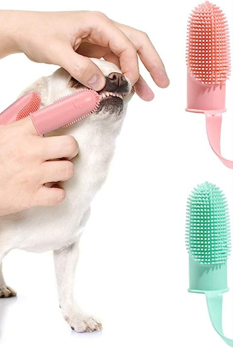 Dog Skin Care, Finger Toothbrush, Brush Teeth, Finger Design, Pink Pet, Dog Toothbrush, One Finger, Dog Cleaning, Dog Skin