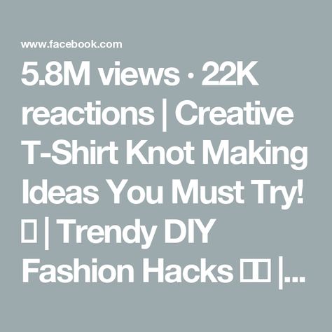 5.8M views · 22K reactions | Creative T-Shirt Knot Making Ideas You Must Try! 💥 | Trendy DIY Fashion Hacks 💃👕 | 10 Genius T-Shirt Knot Hacks You Need to Try Right Now | By Art & Craft | Hello everyone, start of by
taking the tie at the top, make a knot out of it and then in
the small loop that is present, put the iglet through it as
such. Now continue on and do the same, bring it a tire loop
and then bring the end of it through it once more. Keep
doing this and then in the bottom loop that is created,
once again pull it through. Then pull it out through the
side and then pull it in once again. Continue to do this
until you reach the end of it and then pull it tie together,
arrange it. Next, start off by taking one side of it, make a
loop around the finger, go another and then continue t T Shirt Knot, Shirt Knot, Knot Out, Trendy Diy, Creative T Shirt, Diy Fashion Hacks, Homemade Cleaning Products, Creative Tshirt, Fashion Hacks