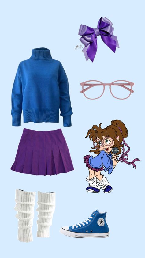 outfit inspired by jeanette from the chipettes! 80s version 💜 #outfitinspo #vibes #halloween #halloweencostume #outfitideas #outfit #aesthetic #preppy #preppygirl #preppyaesthetic The Chipettes 80s, Jeanette Chipette, Fun Halloween Outfits, The Chipettes, Halloween Coustumes, Aesthetic Preppy, Outfit Inspired, Alvin And The Chipmunks, Yokai Watch