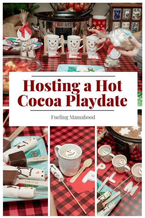 Hot Cocoa Activities For Toddlers, Hot Cocoa Station For Kids, Christmas Play Date Ideas, Hot Cocoa Bar Kids, Hot Chocolate Party For Kids, Hot Cocoa Activities For Preschool, Play Date Activities, Hot Cocoa Bar For Kids, Hot Cocoa Bar Ideas For Kids