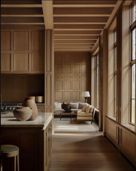 Clements Design, Wood Wainscoting, Interior Cladding, Pierre Jeanneret, Architecture Interiors, Wood Panel Walls, November 11, Ceiling Design, Living Room Inspiration