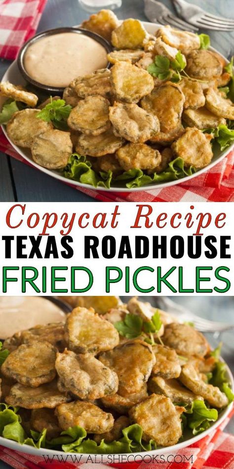 Texas Roadhouse Fried Pickles, Peper Steak, Appetizers Videos, Easy Fried Pickles, Copycat Texas Roadhouse, Deep Fried Pickles, Fried Pickles Recipe, Pickles Recipe, Cook Meals