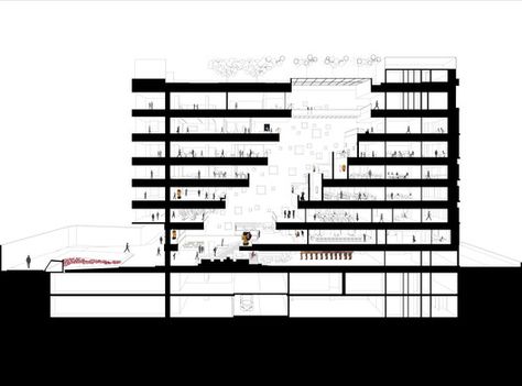 Office Architecture Design, Atrium Design, Master Thesis, Commercial And Office Architecture, Office Plan, Mall Design, Mix Use Building, Architecture Collage, Tower Design