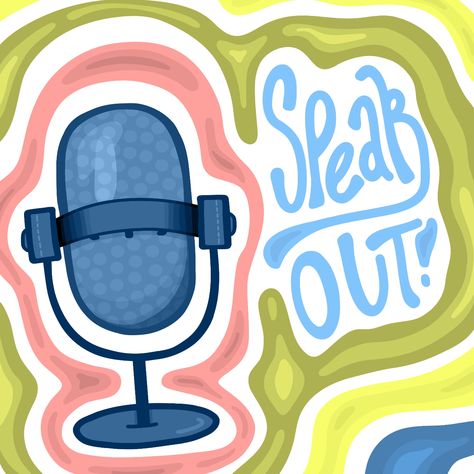 Podcast Profile Pictures, Podcast Cover Art Aesthetic, Podcast Drawing, Mic Drawing, Podcast Poster, Podcast Art, Podcast Illustration, Mic Illustration, Podcast Typography