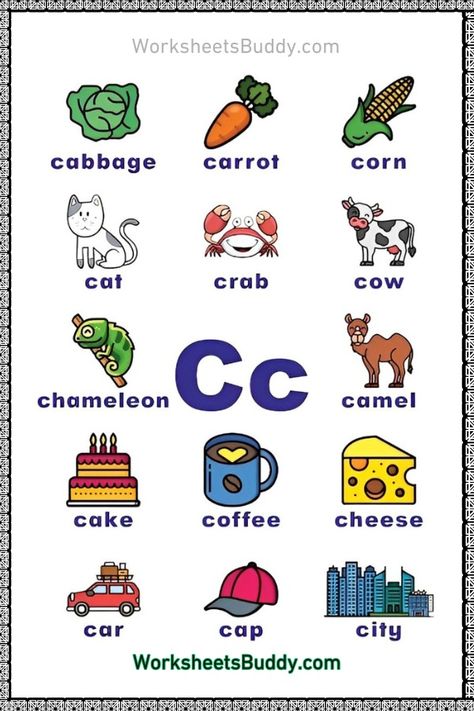 C Word Family Worksheets | Free Letter C Alphabet Worksheet Printables Letter C Worksheets For Kindergarten, C Alphabet, C Words, Letter C Worksheet, Letter C Activities For Preschool, Letter C Worksheets, Letter W Activities, Letter C Activities, Letter A Words