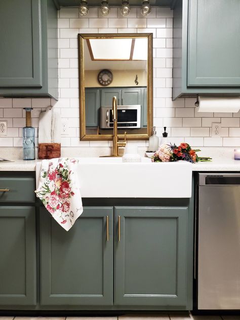 Cut your prep work in half with this cabinet paint! Valspar Cabinet Enamel, Drop In Farmhouse Sink, Cabinet Refresh, Rental Kitchen, Concrete Kitchen, Starter Home, Concrete Countertops, Kitchen On A Budget, Kitchen Paint