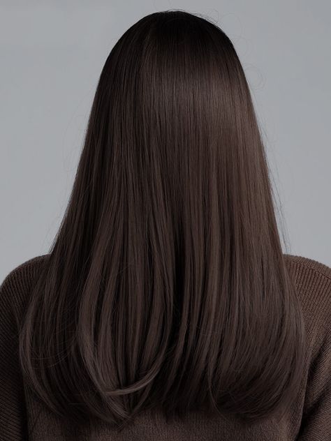 Dark Brunette Hair, Brown Hair Looks, Brown Hair Inspo, Fesyen Rambut, Vlasové Trendy, Hair Stylies, Haircuts Straight Hair, Long Straight Hair, Hair Inspiration Color