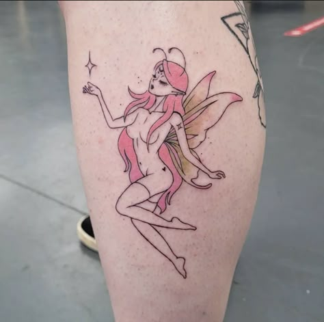 Anime Fairy Tattoo, Tattoo Fairies, Trippy Tattoo Ideas, Feminine Tattoo Ideas, Trippy Tattoo, Kitty Play, Stomach Tattoos Women, Pink Tattoo, Tattoo World