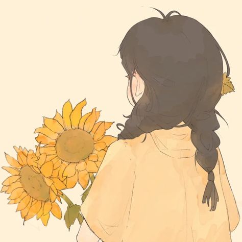 Sunflower Illustration, Sunflower Wallpaper, Anime Pixel Art, Friend Anime, Sunflower Art, Girly Art Illustrations, Anime Character Drawing, Anime Couples Drawings, Girly Art