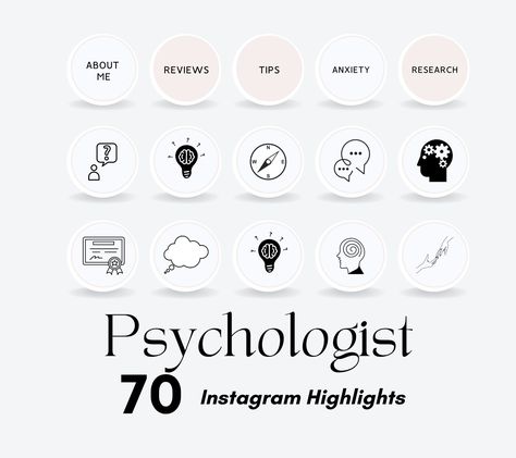 Psychologist Instagram highlight covers for therapists to promote their services on social media. Available in pastel colors and with a modern. #Psychologist_Instagram_Bio #Psychology_Highlights_Cover #Psychology_Bio_For_Instagram #Psychologist_Social_Media Psychologist Instagram Bio, Psychology Highlights Cover, Psychology Bio For Instagram, Psychologist Social Media, Psychology Instagram Post, Social Media Psychology, Psychology Symbol, Instagram Follower, Instagram Plan