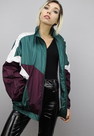 Windbreaker Outfit Ideas, Vintage Windbreaker Outfit, Windbreaker Outfit, Casual Sporty Outfits, Retro Windbreaker, White Windbreaker, 80s Jacket, Outfit Ideas For Women, Women Jackets