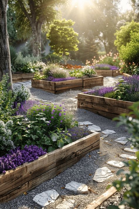 Lavender And Herb Garden, Hippie Garden Ideas, Stone Pathways, Moonlight Garden, Dream Backyard Garden, Hippie Garden, Dream Landscape, Fragrant Garden, Green Kitchen Cabinets