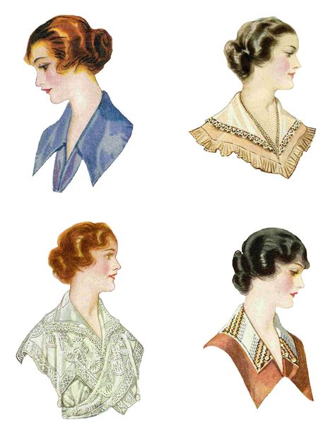 Antique Images: Free Printable Collage Sheet: Digital Collage Sheet of 4 1915 Women's Fashion Dress Collars Korean Bun, Ideas For Hairstyles, Middle Aged Women Hairstyles, Wedge Hairstyles, Beehive Hair, Bouffant Hair, Asymmetrical Hairstyles, Hairstyles With Glasses, Shoulder Hair