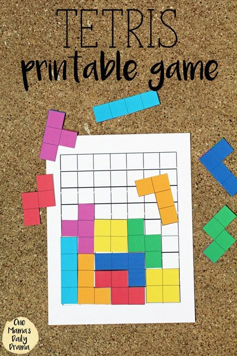 Tetris printable game | Inspired by the classic Nintendo video game - print & cut pieces and a board Daily Drama, Classic Nintendo, Video Game Print, Printable Games For Kids, Printable Board Games, Stem For Kids, Printable Game, Preschool Math, Printable Games