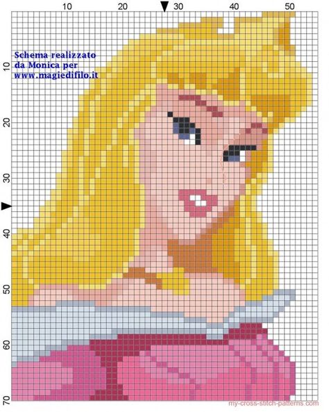 Sleeping Beauty Princess Aurora cross stitch pattern - free cross stitch patterns: Disney Cross Stitch Kits, Free Cross Stitch Designs, Cross Stitch Silhouette, Sleeping Beauty Princess, Cross Stitch Pattern Maker, Free Cross Stitch Patterns, Patterns Simple, Disney Cross Stitch Patterns, Cross Stitch Fonts