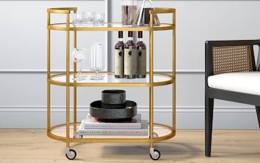 Modern Contemporary Home Decor, Brass Bar Cart, Modern Bar Cart, Metal Bar Cart, Rolling Bar Cart, Space Bar, Gold Bar Cart, Glass Bar Cart, Vintage Bar Carts