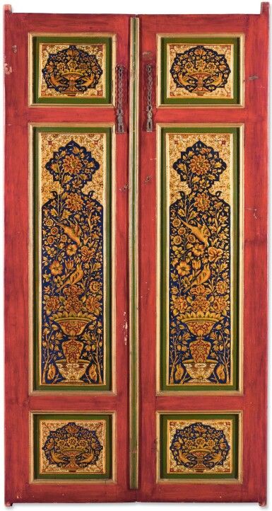 Wooden Door Paint, 19 Century Art, Persian Art Painting, Lacquer Paint, 19th Century Art, Iranian Art, Antique Door, Gold Highlights, Islamic World