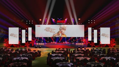 INSEE YEAR END PARTY 2019 on Behance Corporate Event Stage Design Ideas, Year End Party, Stage Backdrops, Event Booth Design, Stage Lighting Design, Stage Ideas, Stage Designs, Led Stage, Event Booth