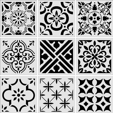 Amazon.com: 9 Pieces Floor Painting Stencils Large Tile Stencils Wall Drawing Pattern Templates Floor Stencils Kit in 9 Styles for Painting Linoleum Floor Wall Wood Tiles Cement Decor (Simple Style,4 x 4 Inch) : Tools & Home Improvement Painting Linoleum, Painting Linoleum Floors, Herringbone Stencil, Paint Linoleum, Stencil Floor, Patio Redo, Cement Decor, Floor Stencils, Tile Stencils