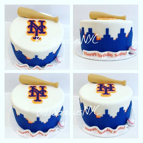 Mets Baseball Cake, Ny Mets Birthday Cake, Mets Cake, Ny Mets Logo, Baseball Cupcakes, Mets Baseball, Ny Mets Baseball, Specialty Cake, Twins Birthday