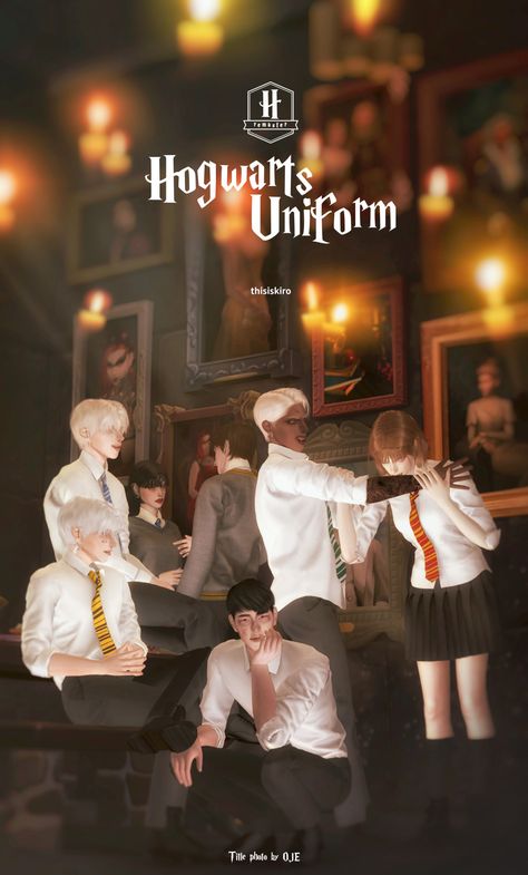 Kiro_Hogwarts uniform set (remaster) +Kids version remastered version of the Hogwarts uniform released last year.  I modified the mesh, weight, and texture & added a children's version! 🎅 Merry... Harry Potter Uniform, Hogwarts Robes, Four One Direction, Sims 4 Men Clothing, Hogwarts Uniform, Sims 4 Traits, Sims 4 Anime, Pelo Sims, Clothing Female