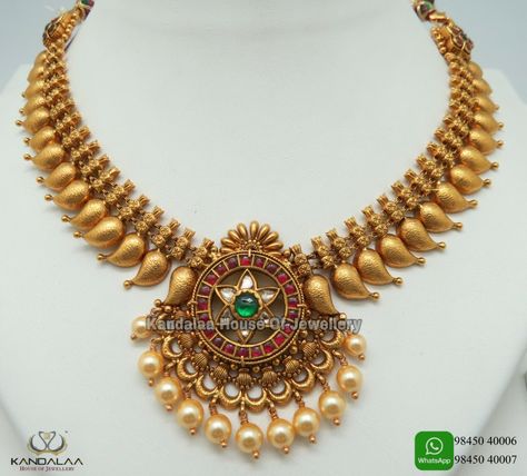 Mango Jewellery, Mango Design, Mango Necklace, Necklace With Pearls, Minimal Jewellery, Antique Jewelry Indian, Indian Jewellery Design, Antique Gold Jewelry, Indian Jewelry Sets