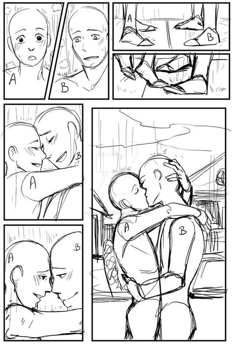 Kissing In The Rain Drawing, Oc Comic Base, Ych Couple Kiss, Comic Base Reference, Small Comic Ideas, Ych Base Couple Hot Spicy, Threesome In Relationship Drawing Base, Comic Drawing Base, Manga Comic Sketch