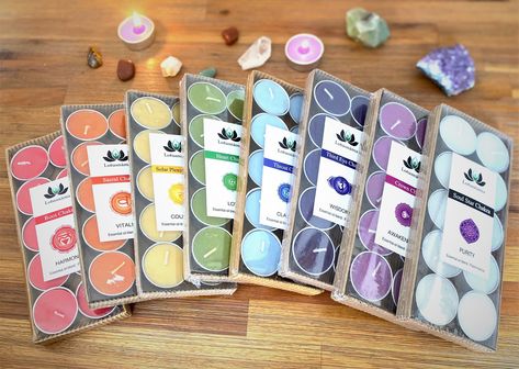 Chakra Tea, Corporate Diwali Gifts, Beeswax Candles Diy, Chakra Healing Meditation, Chakra Candle, Chakra Gifts, Packaging Ideas Business, Healing Yoga, Candle Carving