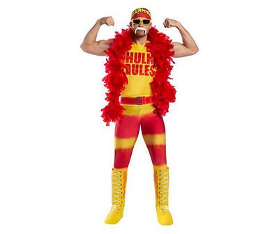 Nothing will stop you from announcing Hulkamania to the world this Halloween when you wear the Men's WWE Hulk Hogan Costume! The costume features a top you can't wait to tear yourself out of, pants with attached boot tops, a belt and one of Hogan's trademark bandannas! Dressing up as the most famous wrestling character has never been easier, no matter what you're headed to. Hulk Hogan Halloween, Hulk Hogan Costume, Wrestling Uniform, Wwe Costumes, Wwe Hulk Hogan, Professional Wrestlers, Holloween Costume, Hulk Hogan, Mens Halloween Costumes