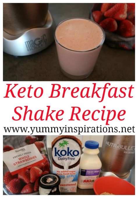 Keto Breakfast Shake Recipe - Easy Low Carb Smoothie with Ketogenic Diet ingredients including strawberry, cream and protein powder. Low Carb Smoothie, Shakes Recipes, Keto Beverages, Cheap Desserts, Keto Diet Drinks, Breakfast Shake, Keto Breakfasts, Desayuno Keto, Smart Food