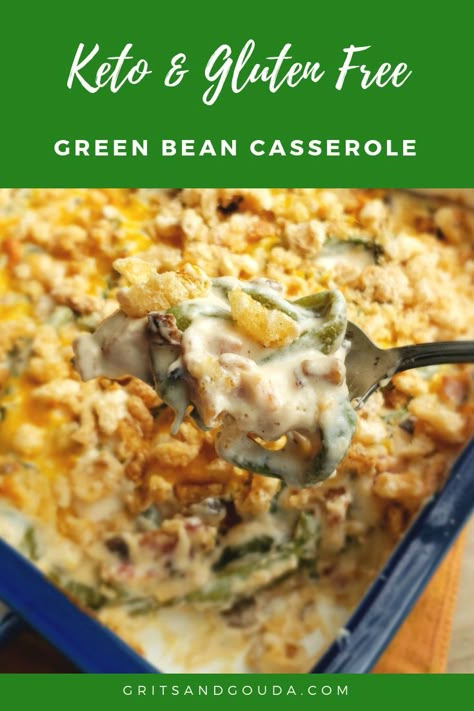 Whether you are on a Keto or Gluten Free diet or not, this creamy green bean casserole using fresh green beans will become your family's new side dish tradition for the holidays. #green bean casserole #green beans #side dish #thanksgiving Creamy Green Bean Casserole, Gluten Free Green Bean Casserole, Gf Thanksgiving, Thanksgiving Recipes Side Dishes Veggies, Fresh Green Bean Casserole, Creamy Green Beans, Keto Green, Casserole Keto, Green Beans Side Dish