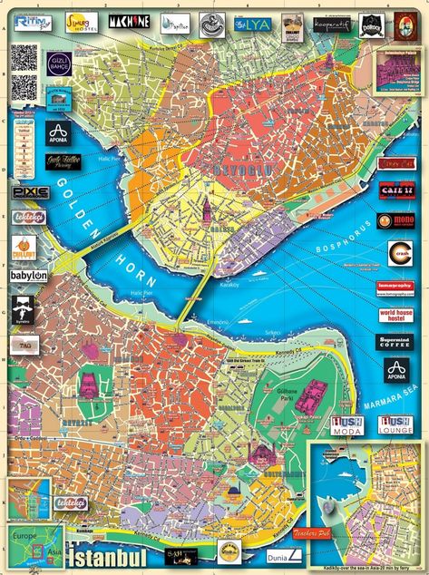 Istanbul tourist map Istanbul Tourist Map, Istanbul Map, Solo Vacation, Istanbul Turkey Photography, Istanbul City, Solo Travel Destinations, Road Trip Europe, Istanbul Travel, Tourist Map