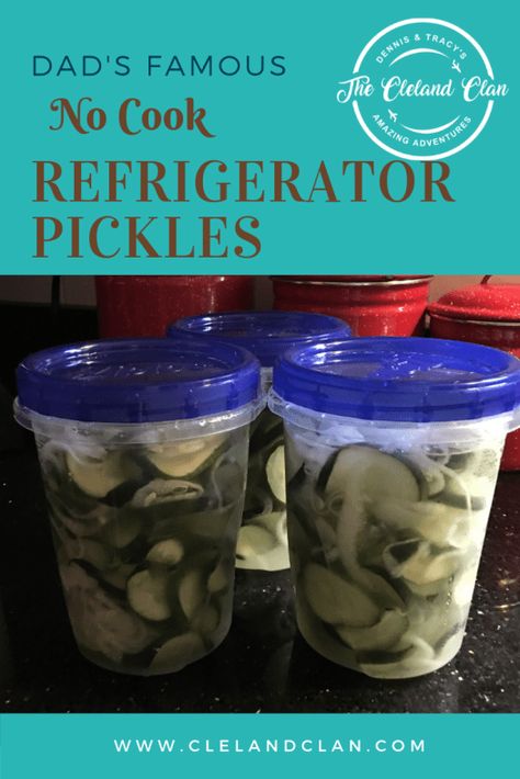 Dad's Famous No Cook Refrigerator Pickles - The Cleland Clan #recipes #pickles #diypickles Pinterest Branding, Cucumbers And Onions, Refrigerator Pickles, No Cook, Pioneer Woman Recipes, No Salt Recipes, Food Preservation, Secret Recipe, Pampered Chef