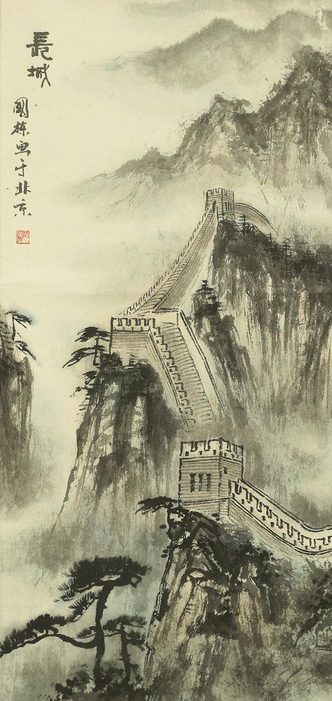 "Description Chinese kakejiku kakemono wall hanging scroll / Great Wall Scenery RA698 Whole dimensions: 19.8\" W x 57.7\" H / 50.3cm x 146.6cm Inside dimensions: 11.8\" W x 25.7\" H / 30.2cm x 65.3cm Material: Paper Technique: Handpainted Roller ends: Wood Weight: 360g Condition Antique items have originally crease, stain, damage, and more. I would like you to refer to the listing photos, but please understand that it's difficult to show all conditions by the photos. Special notes: STAIN a little, CREASE, DAMAGE, FOLD, HOLE, WARP, STAIN DAMAGE in the back of the mounting. About colors of the photos The color of the actual item may look different from the picture because of the lighting. The color on a photo can differ because of light, screen settings, personal color perception, etc. Pleas Chinese Scroll Art, Chinese Art Aesthetic, Look Back Wallpaper, Wall Scenery, Chinese Scroll, Chinese Wall, Traditional Chinese Art, Chinese Artwork, Ancient Japan