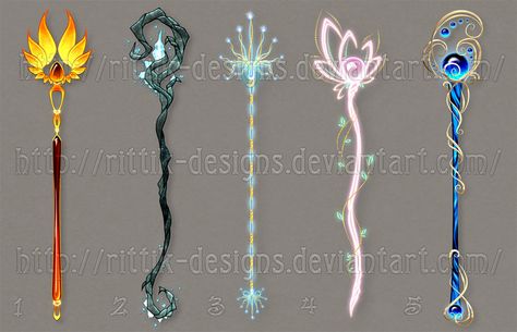 Staff adopts 37 (CLOSED) by Rittik-Designs Water Mage, Magical Staff, Staff Magic, Piskel Art, Fantasy Props, Anime Accessories, Magical Jewelry, Fashion Design Drawings, Magic Art