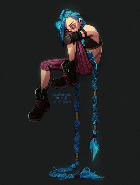 Jinx Sitting, Arcane Powder, Jinx Fanart, Get Jinx, Speak To Me, Jinx League Of Legends, Artist Alley, Lol League Of Legends, Long Braids