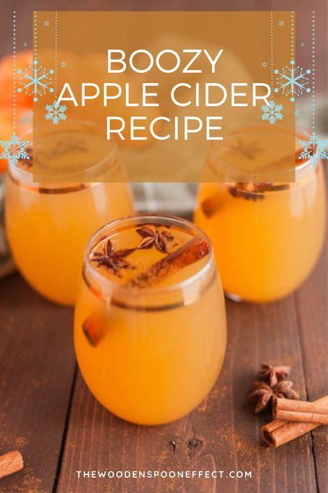 This easy to make Boozy Apple Cider will make you feel cozy from the inside out. Each sip will warm you with flavors of cinnamon, orange, apple, cloves, ginger, and brandy. Serve this delicious mulled cider at all your holiday or Christmas parties and get-togethers for an easy winter cocktail. Read now or pin for later! Apple Cider With Alcohol, Crockpot Recipes Christmas, Cocktail Recipes With Rum, Boozy Apple Cider, Apple Cider Alcohol, Winter Lunch Ideas, Recipes With Tequila, Christmas Stuffing Recipe, Easy Winter Dessert